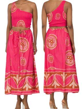 House of Harlow 1960 Tank Skirt Matching Set Womens Small Pink One Shoulder Chic